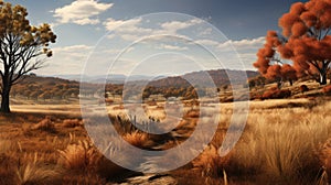 Stunning Autumn Shrubland In A Hotorealistic Shot photo