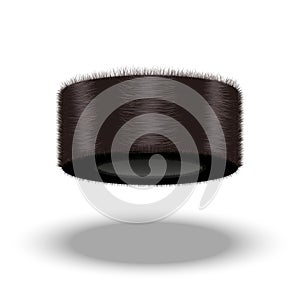 A shtreimel is a Jewish men fur hat isolated on white background front view, 3d realistic vector clipart, Hasidic Judaism symbol