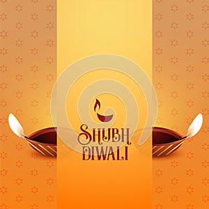Shubh deepawali festival card design with realistic diya