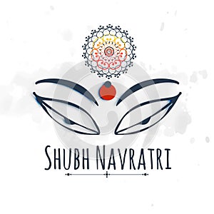 shubh (happy) navratri celebration design with maa durga beautiful eyes