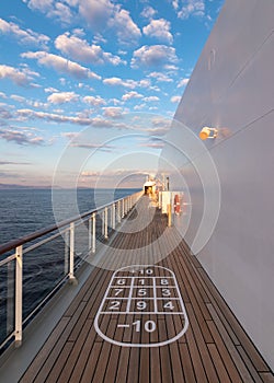Shuffleboard on cruise ship deck.