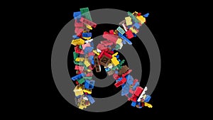 Shuffled Colored Building Blocks Typeface K