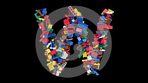 Shuffled Colored Building Blocks Typeface W