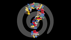 Shuffled Colored Building Blocks Typeface Question mark