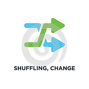 shuffling, change order, random sign icon. music concept symbol