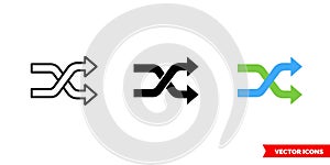 Shuffling change random icon of 3 types color, black and white, outline. Isolated vector sign symbol photo