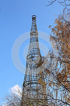 Shukhov radio tower or Shabolovka tower in Moscow, Russia