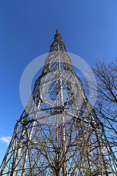 Shukhov radio tower or Shabolovka tower in Moscow, Russia