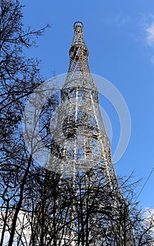 Shukhov radio tower or Shabolovka tower in Moscow, Russia