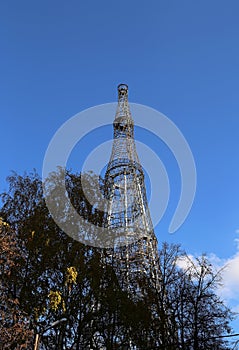 Shukhov radio tower or Shabolovka tower in Moscow, Russia