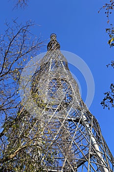 Shukhov radio tower or Shabolovka tower in Moscow, Russia