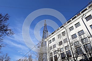 Shukhov radio tower or Shabolovka tower in Moscow, Russia