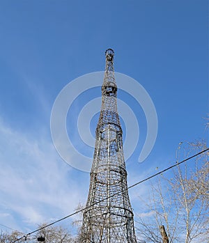 Shukhov radio tower or Shabolovka tower in Moscow, Russia