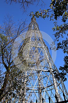 Shukhov radio tower or Shabolovka tower in Moscow, Russia