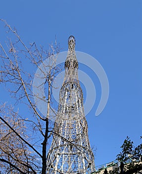 Shukhov radio tower or Shabolovka tower in Moscow, Russia