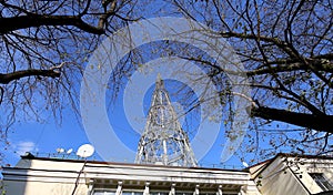 Shukhov radio tower or Shabolovka tower in Moscow, Russia