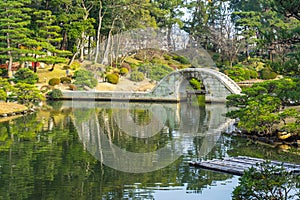 Shukkeien Japanese style garden in Hiroshima, Japan