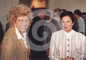 Shulamit Aloni and Ora Namir at the Knesset in Jerusalem in July, 1992