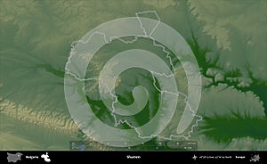 Shumen outlined, Bulgaria. Physical