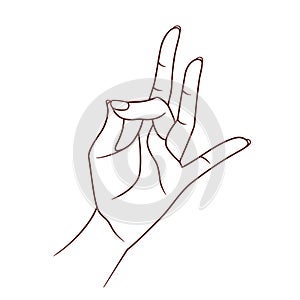 Shuni mudra. Yogic hand gesture. Vector. Isolated on white background