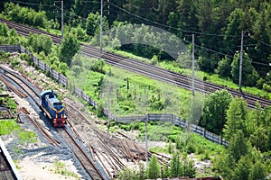 Shunting train on industrial plant