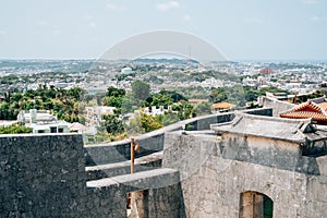 Shurijo Castle and view of city in Naha, Okinawa, Japan