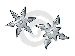Shuriken ninja stars sketch vector illustration