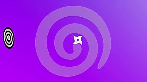 shuriken throw to the target in an isolated purple background