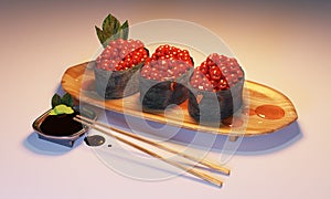 Shusi food japanese style.3D rendering