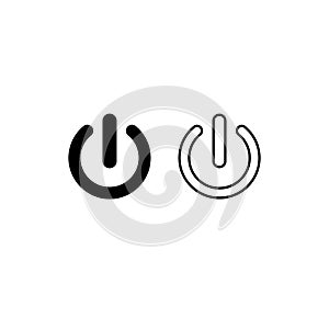 Shut down button or power on off  for apps and websites icon in black on an isolated white background. EPS 10