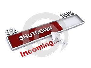 Shutdown incoming on white photo
