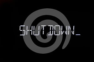Shutdown message on an electronc screen