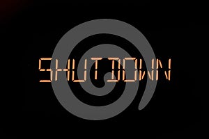 Shutdown message on an electronc screen