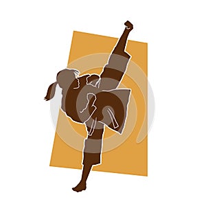 Silhouette of a female athlete kata karate vector