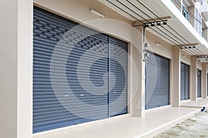 Shutter door or roller door and concrete floor of Commercial Building.