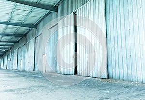 Shutter door or roller door and concrete floor