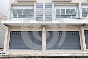 Shutter door or roller door and concrete floor of Commercial Building.