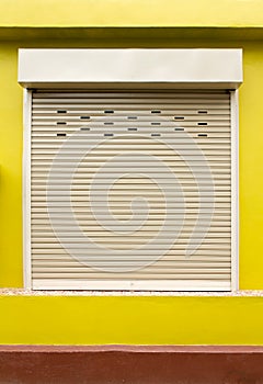 Shutter door or rolling door.