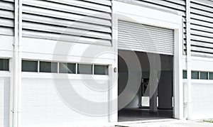 Shutter door and wall of Factory or warehouse building in industrial estate and copy space