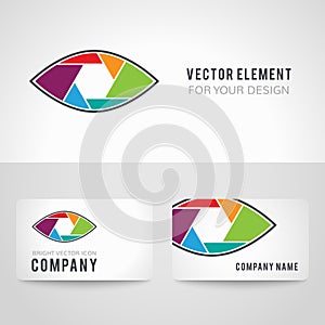 Shutter eye conceptual flat abstract vector icon