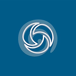 Shutter Line Icon On Blue Background. Blue Flat Style Vector Illustration