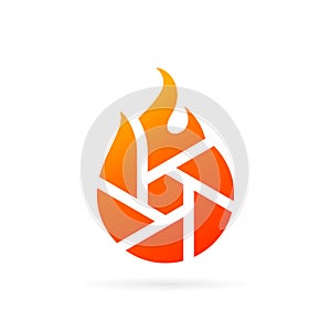 shutter logo with flame fire concept