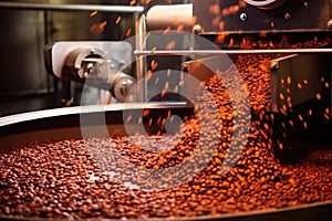 shutter-speed capture of coffee beans incinerated in a roaster photo