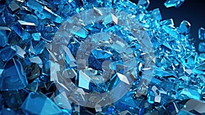 Shuttered Cyan Colored Broken Glass Abstract Background AI Generative