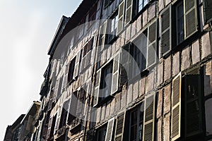 Shuttered windows in the morning in Bayonne France