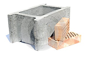 Shuttering block and two bricks