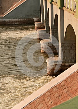 Shutters of the Grand aged dam of Kallanai constructed by king karikala chola with granite stone.