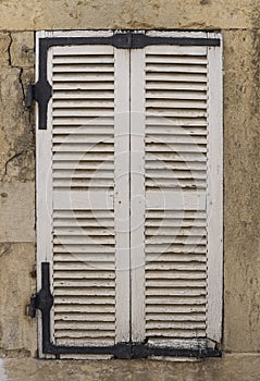 Shutters White Closed in Burgundy France