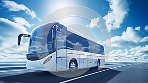 Shuttle bus features automatic emergency braking system.AI Generated