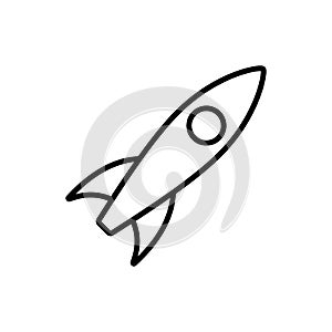 Shuttle icon. Black icon of spaceship. Linear icon of rocket launch